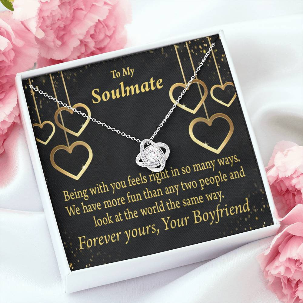 To My Girlfriend Life Is Good With You In It Love Knot Pendant Necklace Stainless Steel W Cz Stone - Luxury Love Knot Necklace Meanful Gift Idea For Her/Him