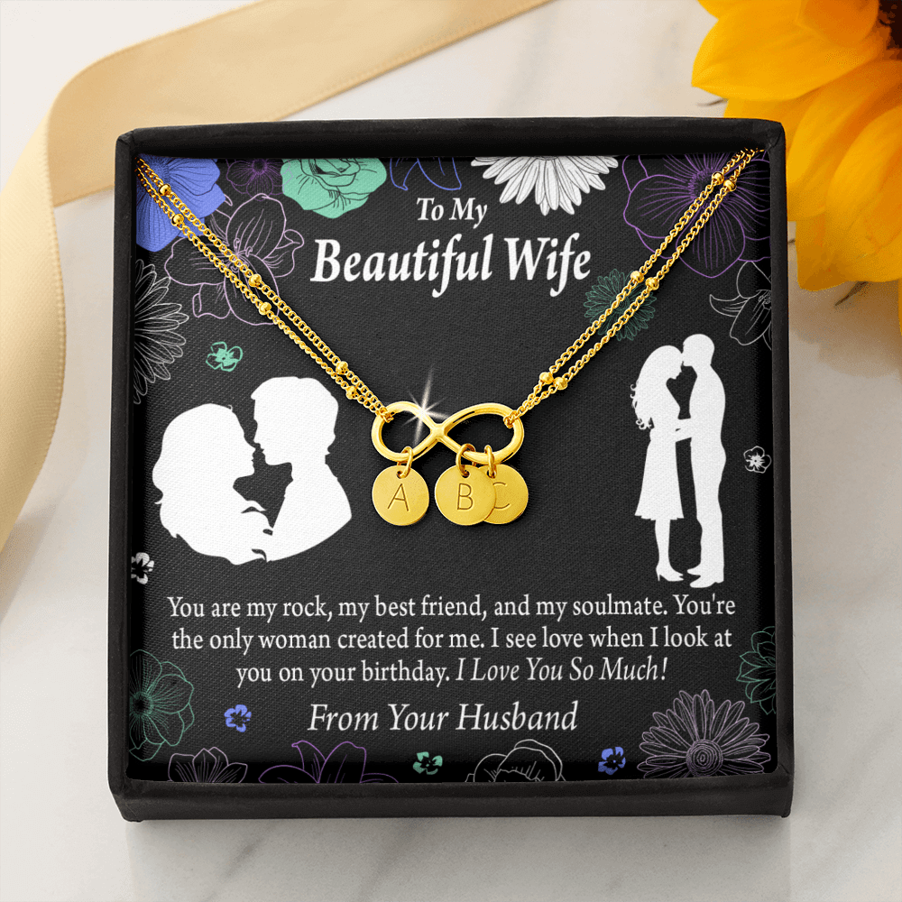 To My Wife My Rock Infinity Bracelet With Initial Charms - Infinity Bracelet