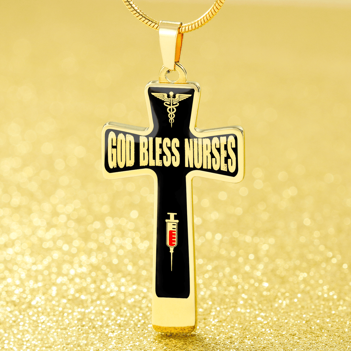 God Bless Nurses Cross 18-22" - Dog Tag with Swivel Keychain