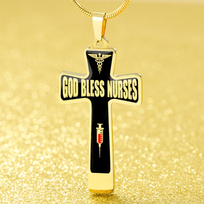 God Bless Nurses Cross 18-22" - Dog Tag with Swivel Keychain