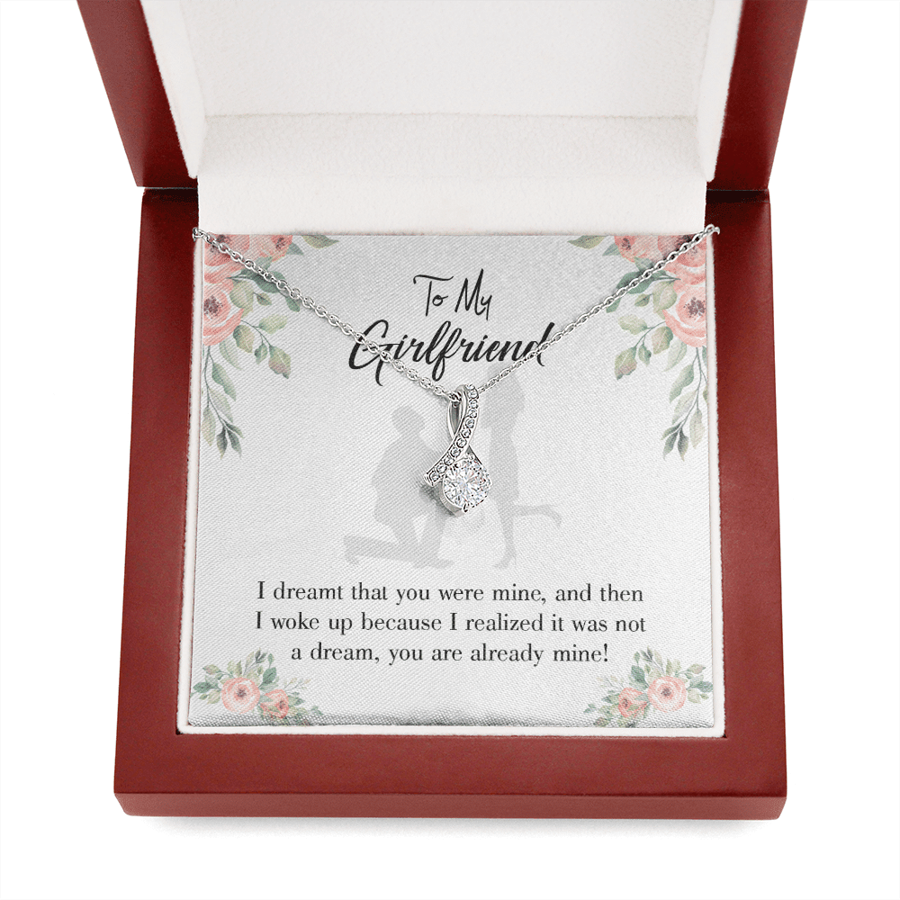 Girlfriend Gift Already Mine Eternity Ribbon Stone Pendant 14K White Gold Stainless Steel Jewelry Gift  - Alluring Beauty Necklace Gift For Her