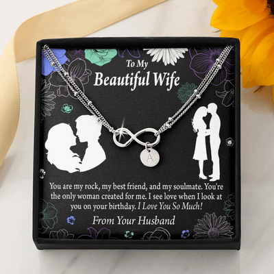 To My Wife My Rock Infinity Bracelet With Initial Charms - Infinity Bracelet