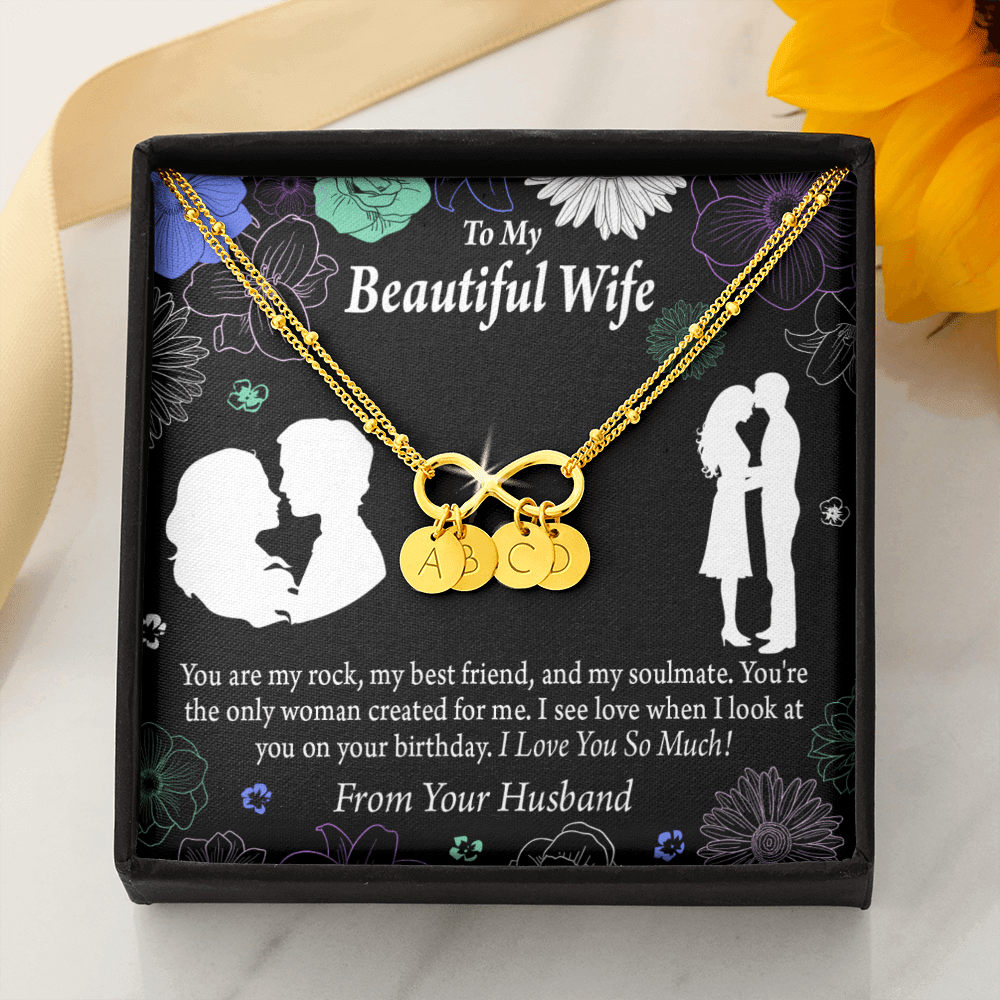 To My Wife My Rock Infinity Bracelet With Initial Charms - Infinity Bracelet
