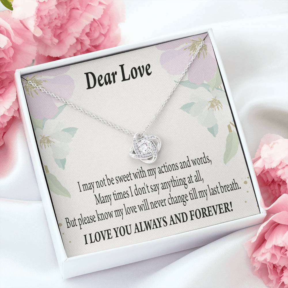 Always And Forever Wife Girlfriend Necklace Love Knot Pendant Necklace Stainless Steel W Cz Stone - Luxury Love Knot Necklace Meanful Gift Idea For Her/Him
