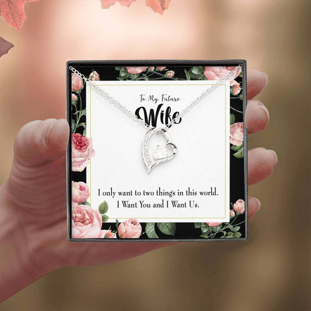 Gift For Wife I Want Us Forever Love NecklaceHeart Pendant Stainless Steel or 18k Gold - Forever Love Necklace Gift Idea For Woman