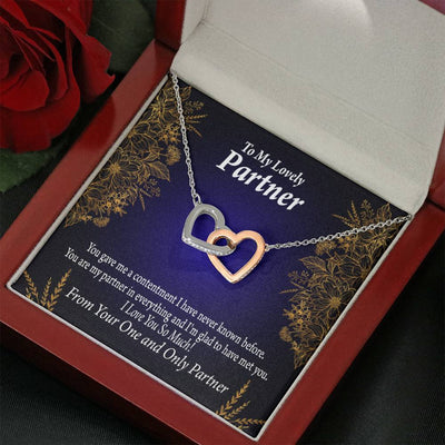 To My Partner In Everything Inseparable Pendant 18k Rose Gold Finish 16� Life Partner Keepsake Card - Interlocking Hearts Necklace