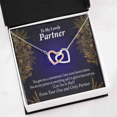 To My Partner In Everything Inseparable Pendant 18k Rose Gold Finish 16� Life Partner Keepsake Card - Interlocking Hearts Necklace