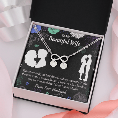 To My Wife My Rock Infinity Bracelet With Initial Charms - Infinity Bracelet
