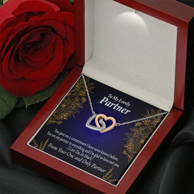 To My Partner In Everything Inseparable Pendant 18k Rose Gold Finish 16� Life Partner Keepsake Card - Interlocking Hearts Necklace