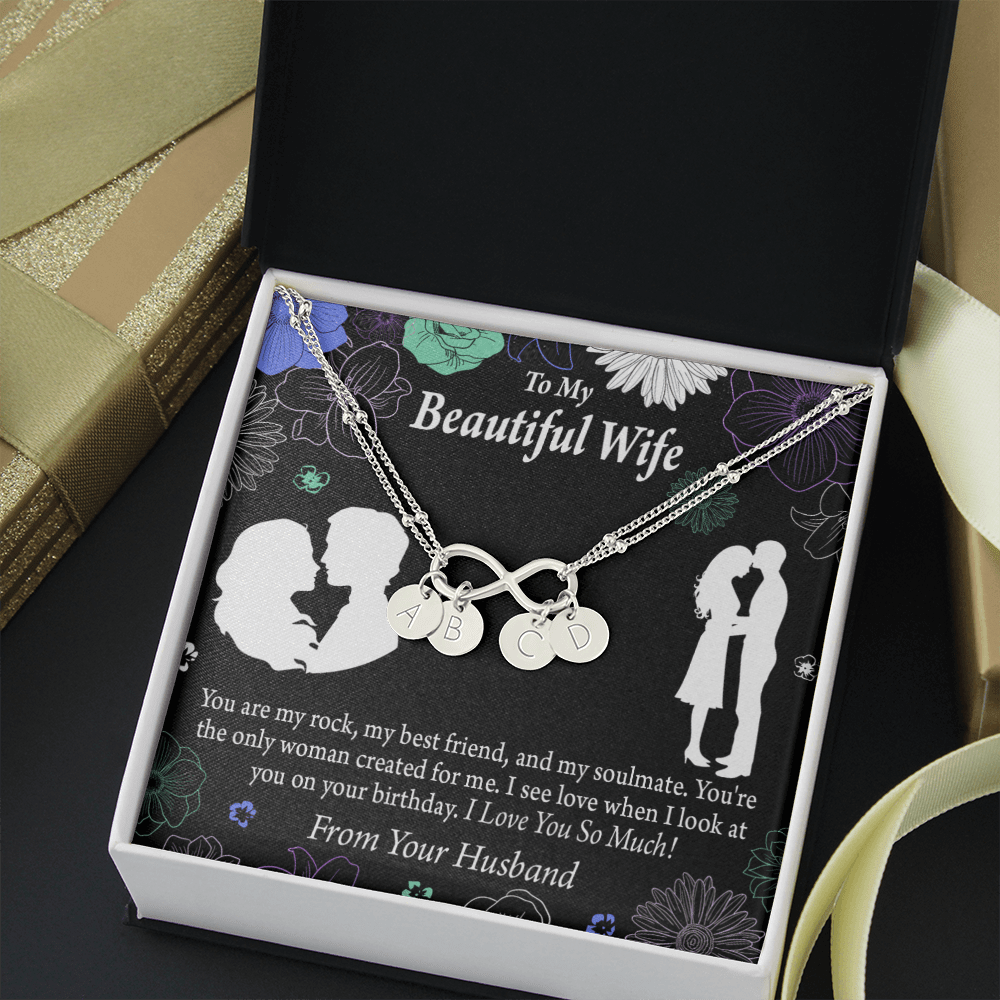 To My Wife My Rock Infinity Bracelet With Initial Charms - Infinity Bracelet