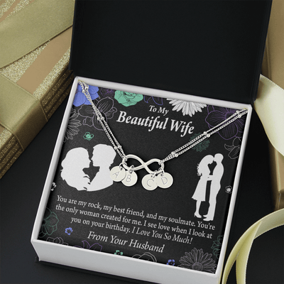 To My Wife My Rock Infinity Bracelet With Initial Charms - Infinity Bracelet