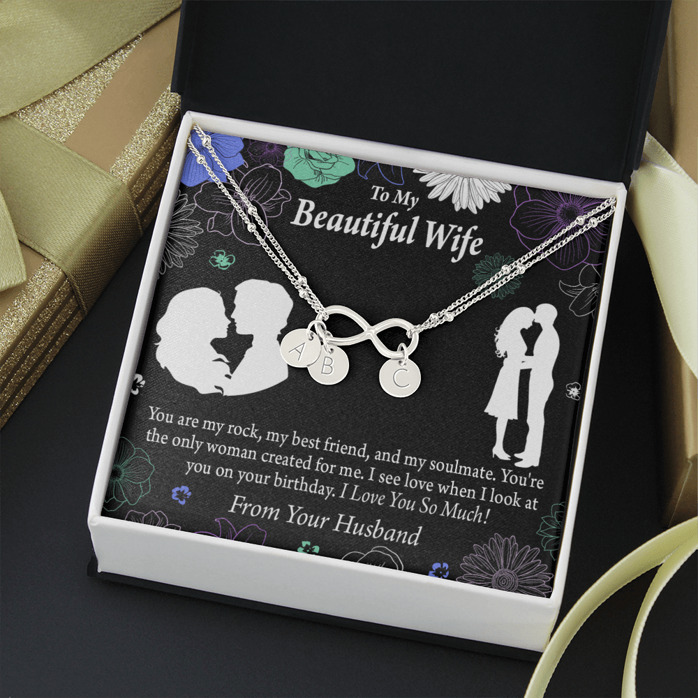 To My Wife My Rock Infinity Bracelet With Initial Charms - Infinity Bracelet