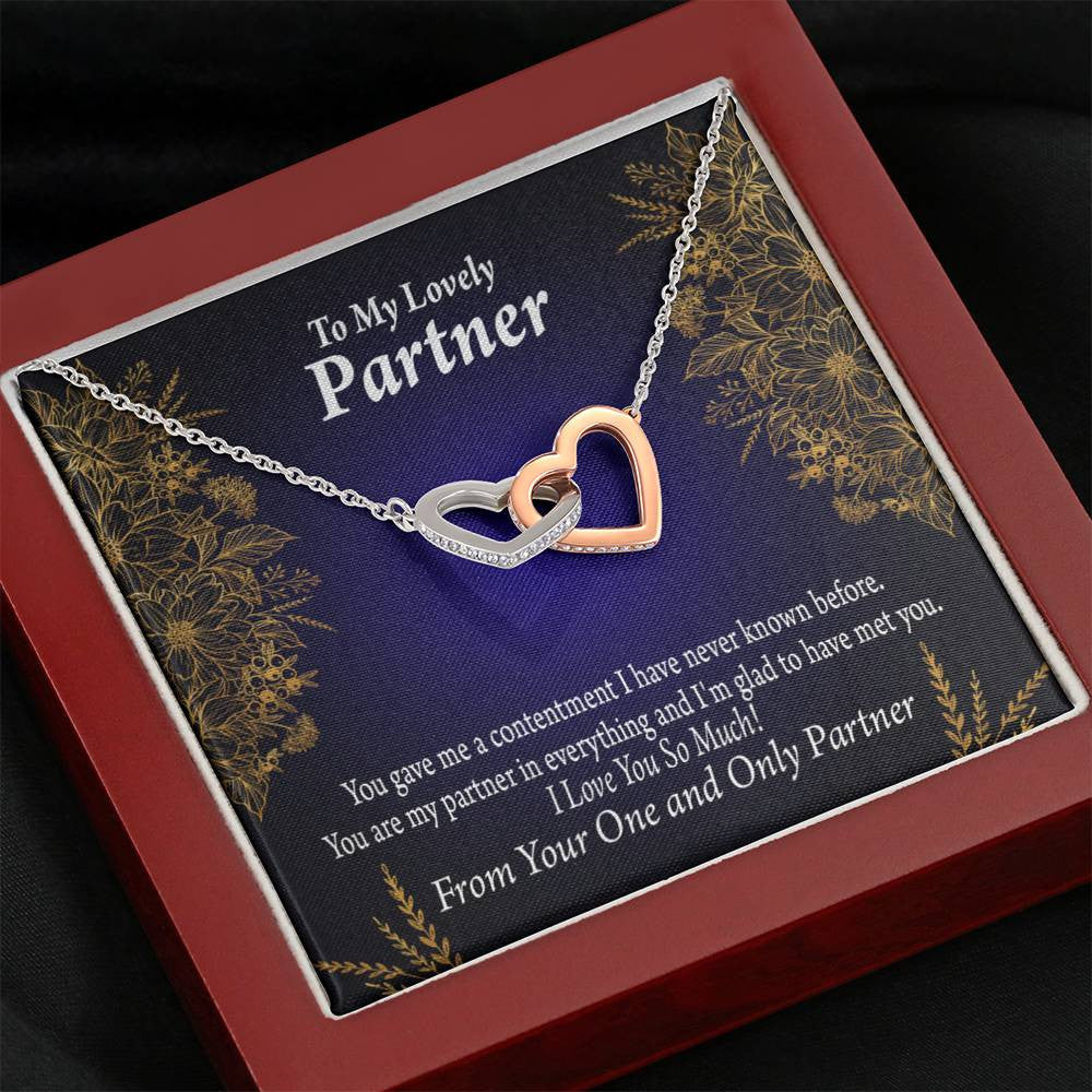 To My Partner In Everything Inseparable Pendant 18k Rose Gold Finish 16� Life Partner Keepsake Card - Interlocking Hearts Necklace