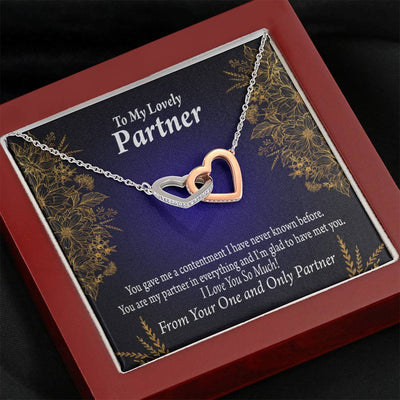 To My Partner In Everything Inseparable Pendant 18k Rose Gold Finish 16� Life Partner Keepsake Card - Interlocking Hearts Necklace