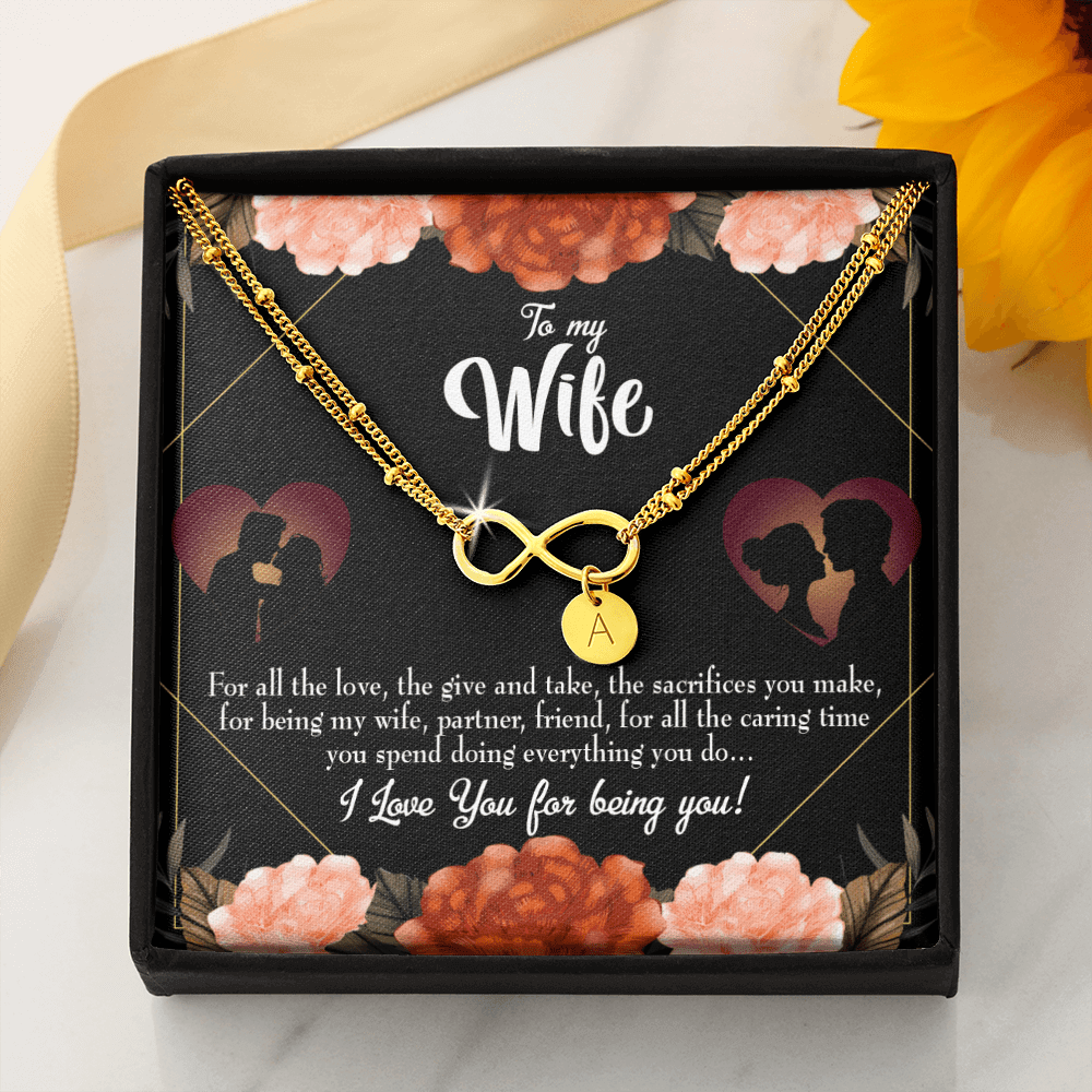To My Wife Wife Partner Friend Infinity Bracelet With Initial Charms - Infinity Bracelet