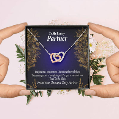 To My Partner In Everything Inseparable Pendant 18k Rose Gold Finish 16� Life Partner Keepsake Card - Interlocking Hearts Necklace