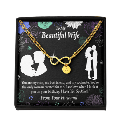 To My Wife My Rock Infinity Bracelet With Initial Charms - Infinity Bracelet