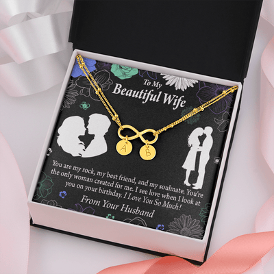 To My Wife My Rock Infinity Bracelet With Initial Charms - Infinity Bracelet