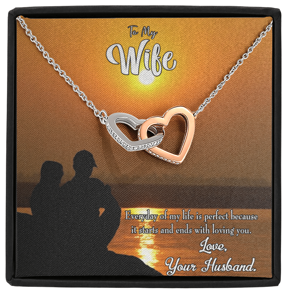 Wife Gift For Wife Birthday Life Is Perfect Inseparable Love Pendant 18k Rose Gold Finish 16� - Interlocking Hearts Necklace
