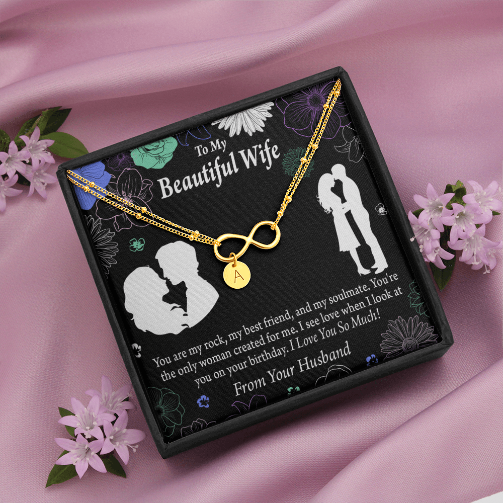 To My Wife My Rock Infinity Bracelet With Initial Charms - Infinity Bracelet