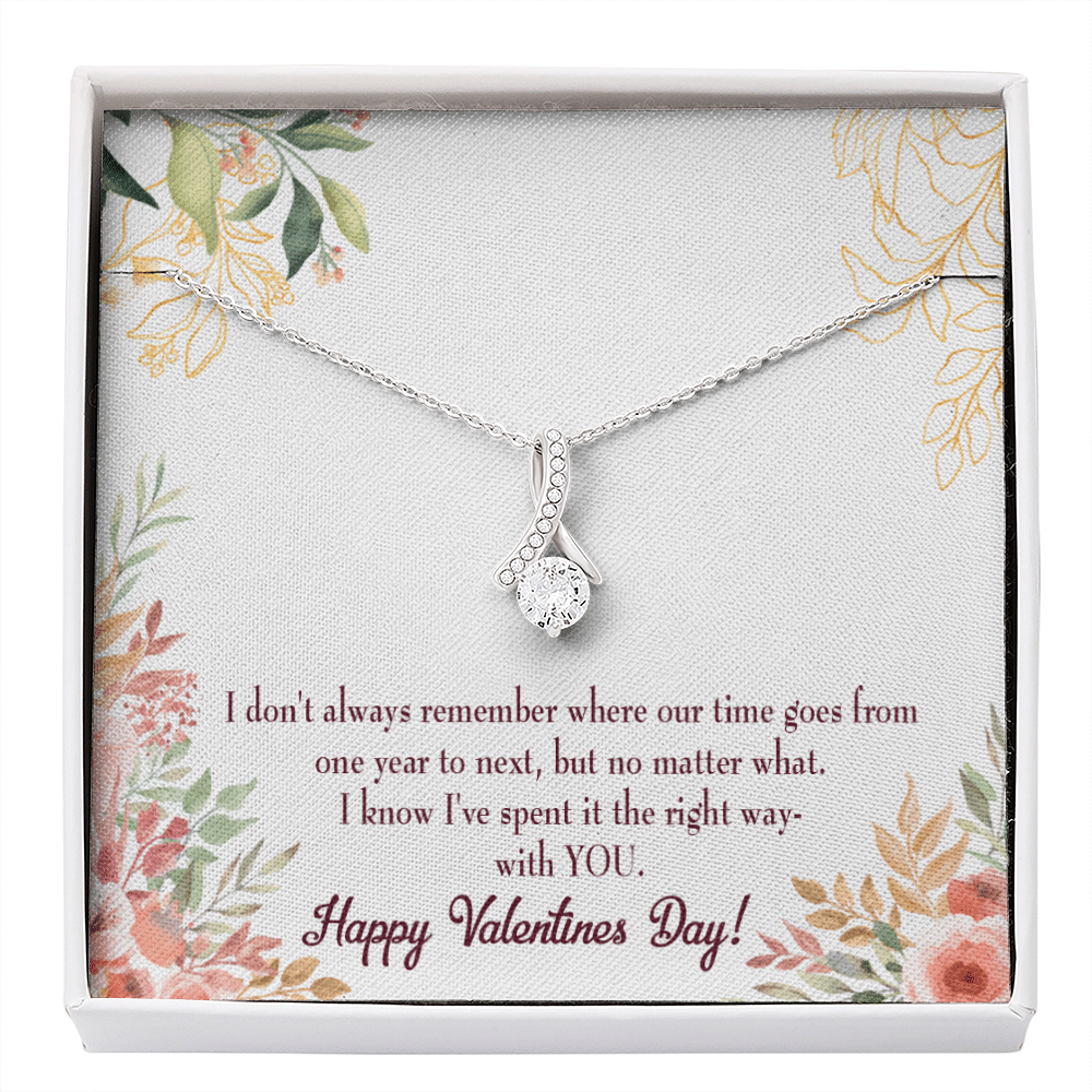 Revise - To My Girlfriend Time Well Spent Message Card W Mahogany Style Luxury Box Eternity Ribbon Stone Necklace - Alluring Beauty Necklace Gift For Her