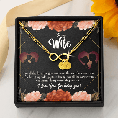 To My Wife Wife Partner Friend Infinity Bracelet With Initial Charms - Infinity Bracelet