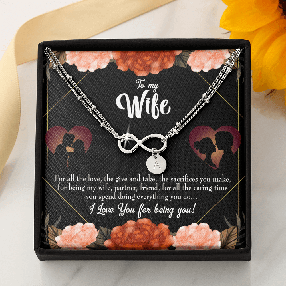 To My Wife Wife Partner Friend Infinity Bracelet With Initial Charms - Infinity Bracelet