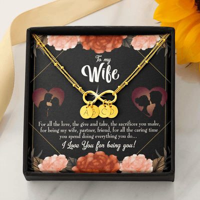 To My Wife Wife Partner Friend Infinity Bracelet With Initial Charms - Infinity Bracelet