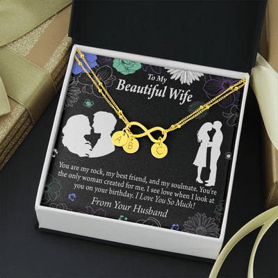 To My Wife My Rock Infinity Bracelet With Initial Charms - Infinity Bracelet