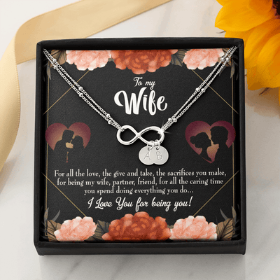 To My Wife Wife Partner Friend Infinity Bracelet With Initial Charms - Infinity Bracelet