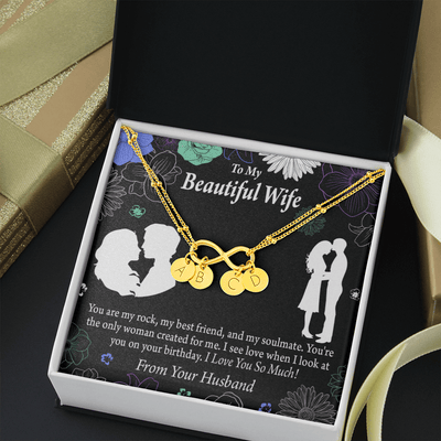 To My Wife My Rock Infinity Bracelet With Initial Charms - Infinity Bracelet