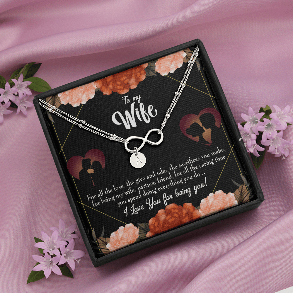 To My Wife Wife Partner Friend Infinity Bracelet With Initial Charms - Infinity Bracelet