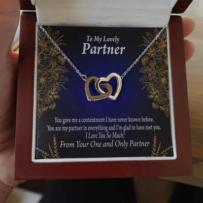 To My Partner In Everything Inseparable Pendant 18k Rose Gold Finish 16� Life Partner Keepsake Card - Interlocking Hearts Necklace