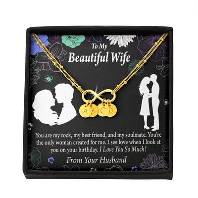 To My Wife My Rock Infinity Bracelet With Initial Charms - Infinity Bracelet
