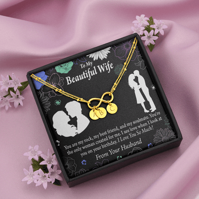 To My Wife My Rock Infinity Bracelet With Initial Charms - Infinity Bracelet