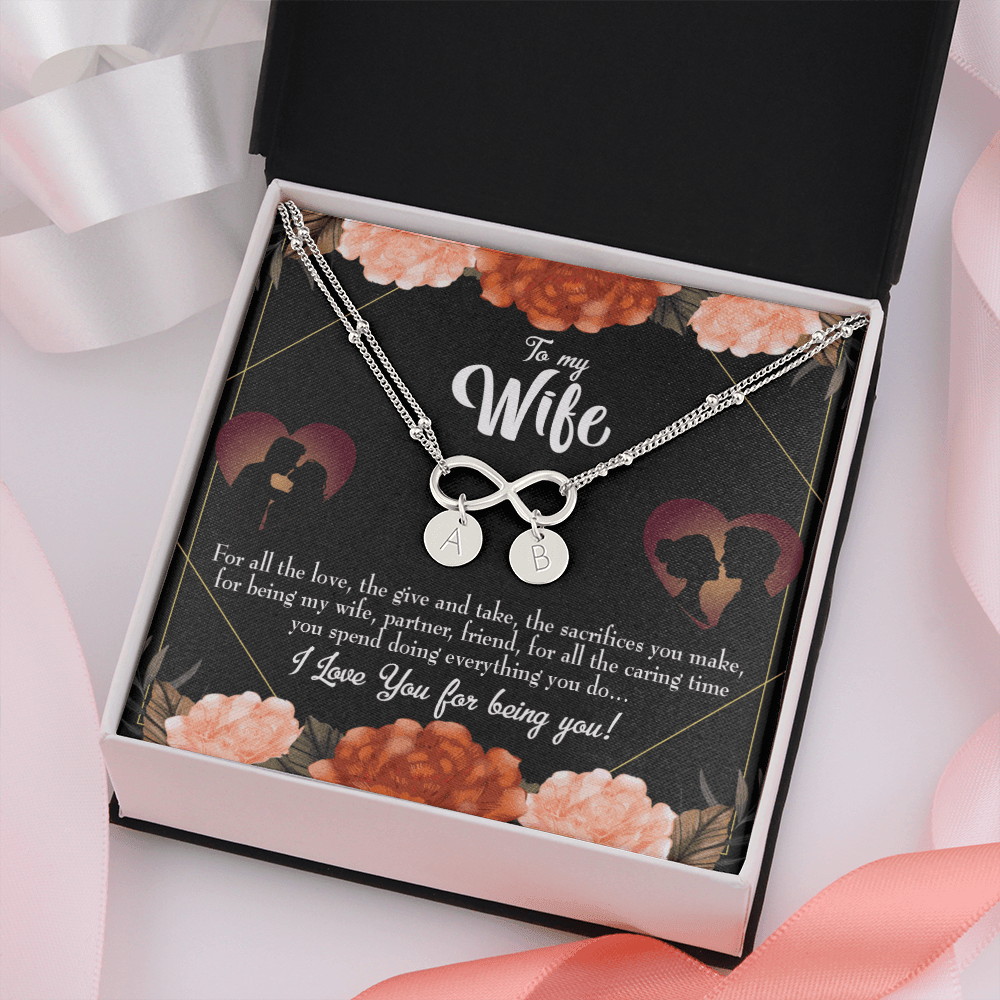 To My Wife Wife Partner Friend Infinity Bracelet With Initial Charms - Infinity Bracelet