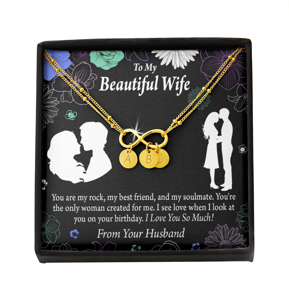 To My Wife My Rock Infinity Bracelet With Initial Charms - Infinity Bracelet