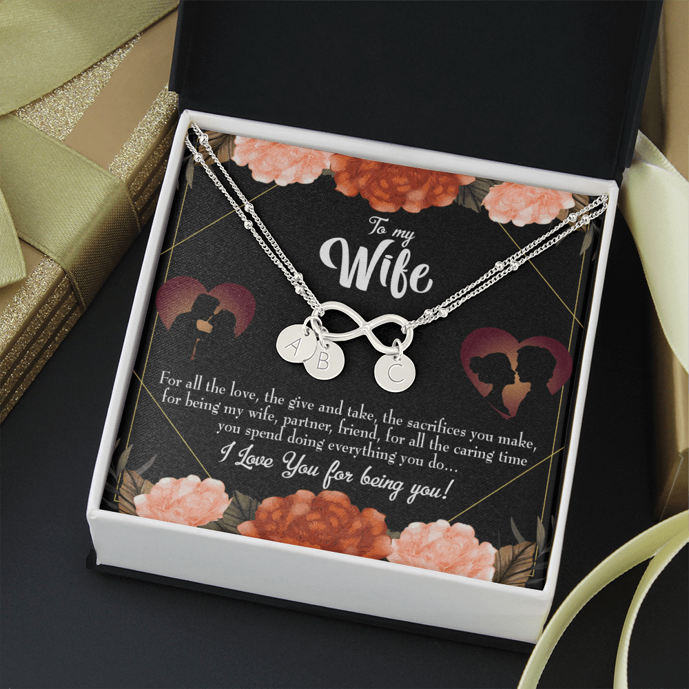 To My Wife Wife Partner Friend Infinity Bracelet With Initial Charms - Infinity Bracelet
