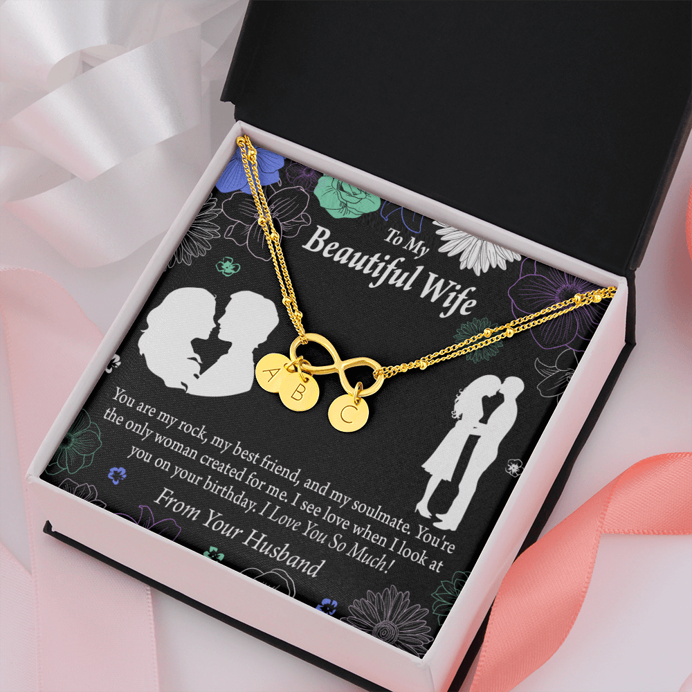 To My Wife My Rock Infinity Bracelet With Initial Charms - Infinity Bracelet
