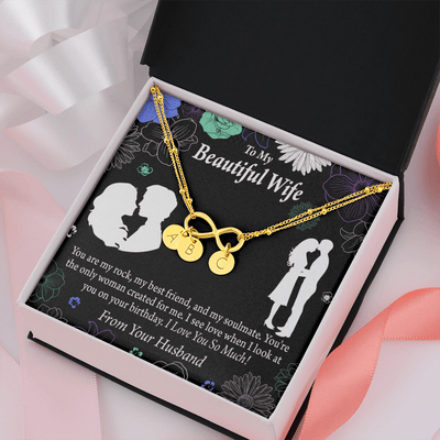 To My Wife My Rock Infinity Bracelet With Initial Charms - Infinity Bracelet