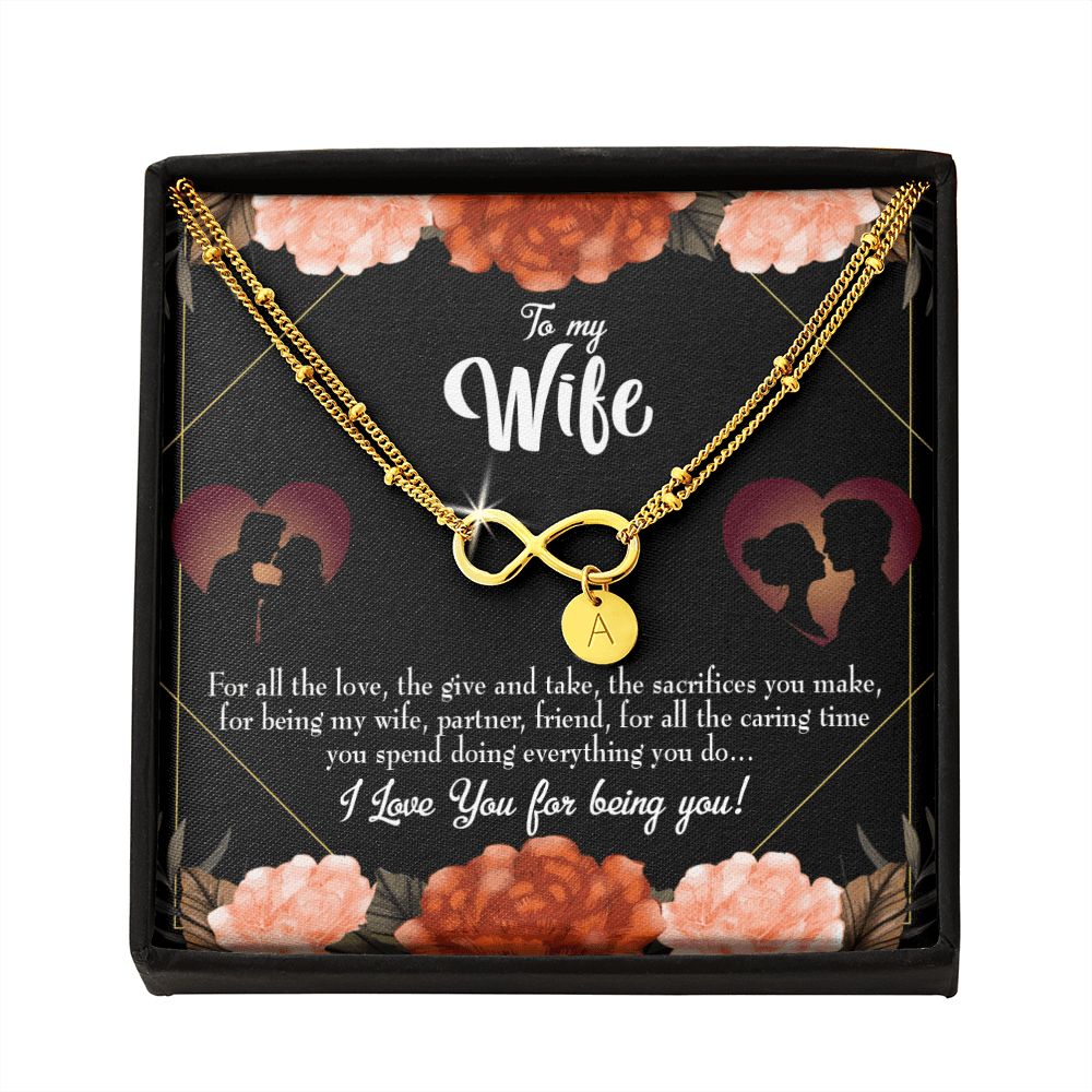 To My Wife Wife Partner Friend Infinity Bracelet With Initial Charms - Infinity Bracelet