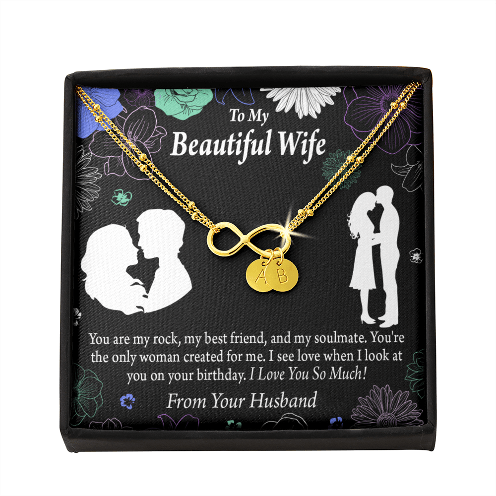 To My Wife My Rock Infinity Bracelet With Initial Charms - Infinity Bracelet
