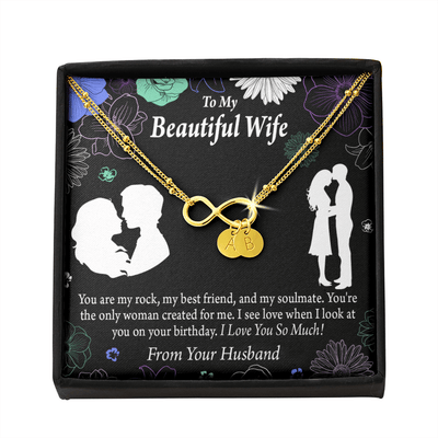 To My Wife My Rock Infinity Bracelet With Initial Charms - Infinity Bracelet