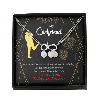 To My Girlfriend You Make My Day Infinity Bracelet With Initial Charms - Infinity Bracelet
