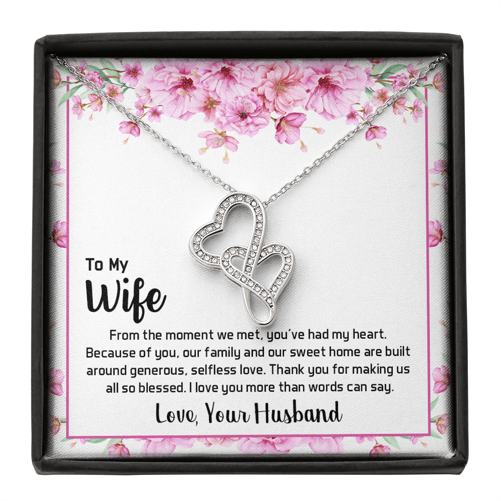 To My Wife From The Moment We Met Double Hearts Necklace Message Card - Double Hearts Necklace