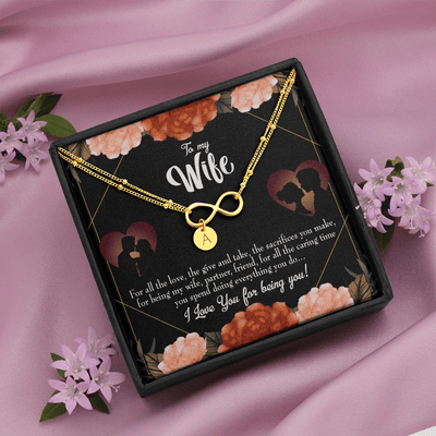To My Wife Wife Partner Friend Infinity Bracelet With Initial Charms - Infinity Bracelet