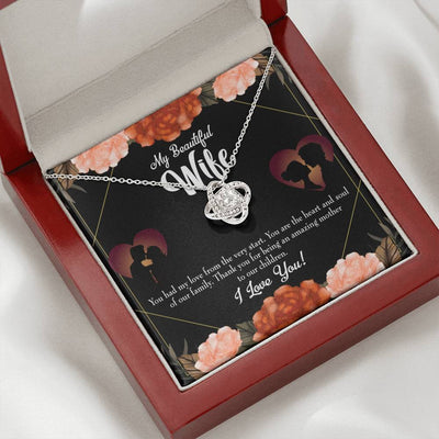 To My Wife Heart And Soul Wife Infinity Knot Necklace Keepsake Message Card Stainless Steel Cz Pendant - Luxury Love Knot Necklace Meanful Gift Idea For Her/Him