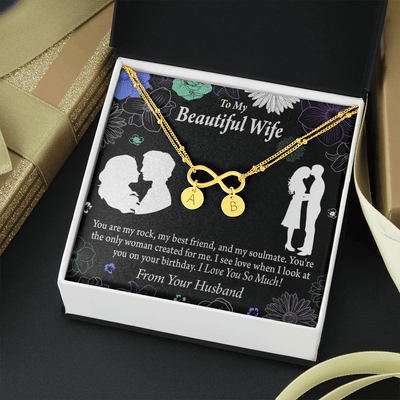 To My Wife My Rock Infinity Bracelet With Initial Charms - Infinity Bracelet
