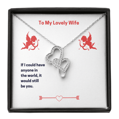 To My Lovely Wife (Valentine's) Twin Hearts Necklace Cz Eternal Bond Pendant From Son Daughter Gift Anniversary Birthday Graduation Mothers Day - Double Hearts Necklace
