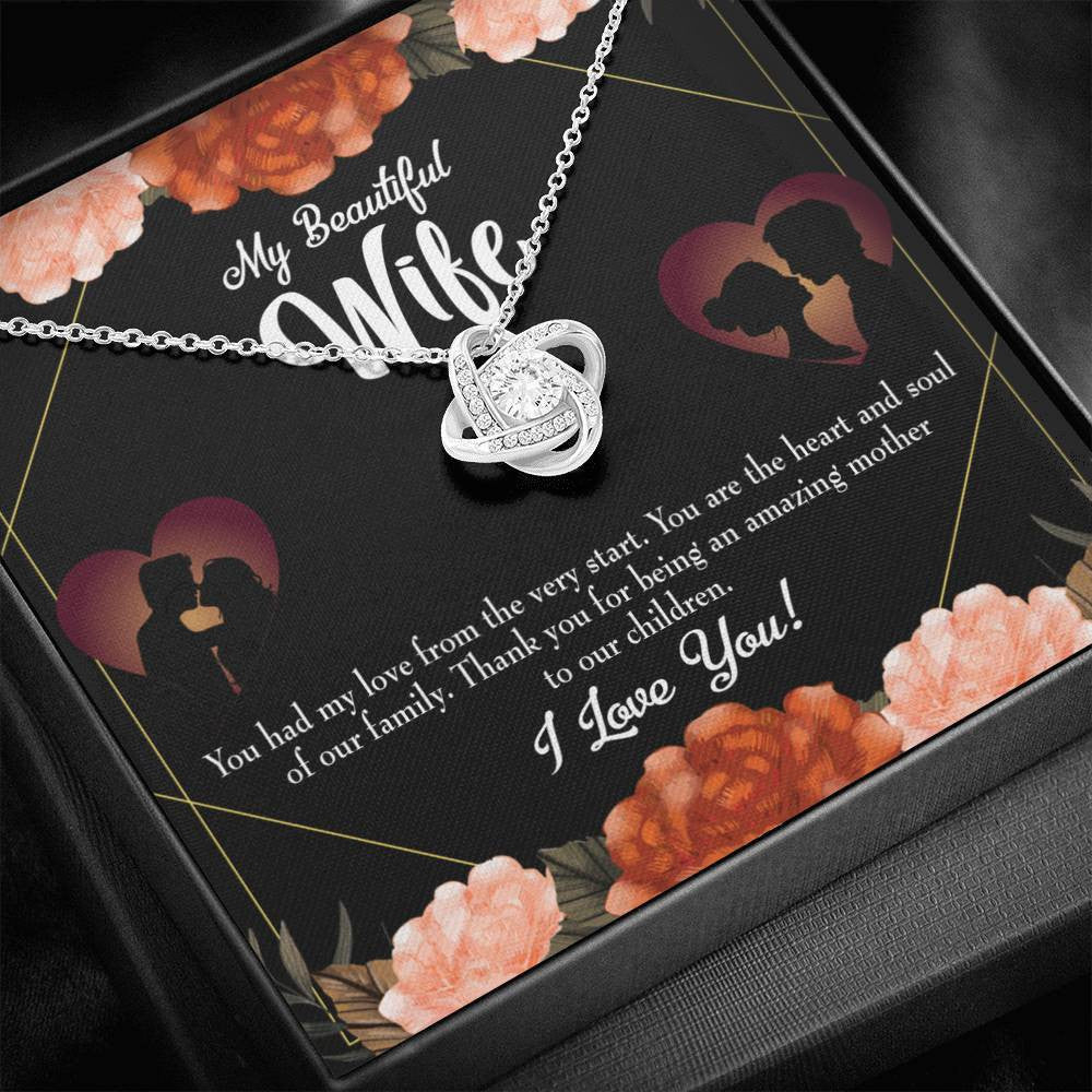 To My Wife Heart And Soul Wife Infinity Knot Necklace Keepsake Message Card Stainless Steel Cz Pendant - Luxury Love Knot Necklace Meanful Gift Idea For Her/Him